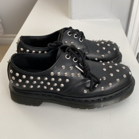 Dr Martens 1461 Stud Wanama Leather Oxford Shoes in Black Size 6 - Picture 4 of 10